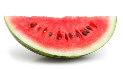 A fresh watermelon slice, isolated on a white background