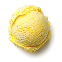 Yellow Scoop of Mango Ice Cream isolated on white