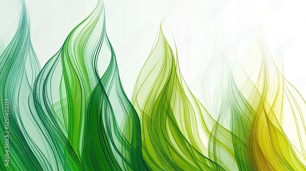 Poster Elegant Fluid Wave Pattern in Lime Cream Hues Creating an Abstract Minimalist Design Space