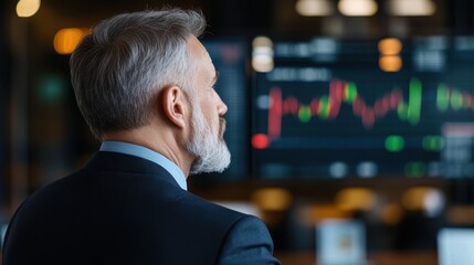 Thoughtful Innovator Analyzing Global Financial Trends and Data
