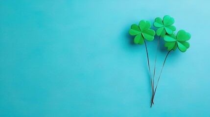 Festive acrylic artwork of shamrock balloons floating in a bright blue sky, joyful and vibrant