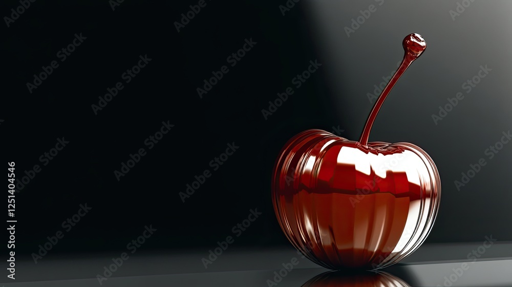 Aufkleber Hyper Glossy Cherry Glows in a Sleek Black Void With Mesmerizing Reflections of Light