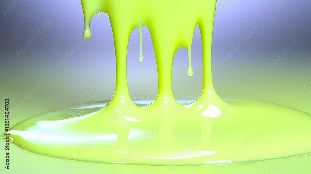 Poster Lime Cream Liquid Drip Effect Creating a Stunning Visual Flow in Minimalistic Design