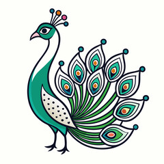 Simple a Peacock line art vector white background