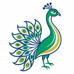Fototapeta premium Simple a Peacock line art vector white background