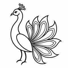 Fototapeta premium Simple a Peacock line art vector white background