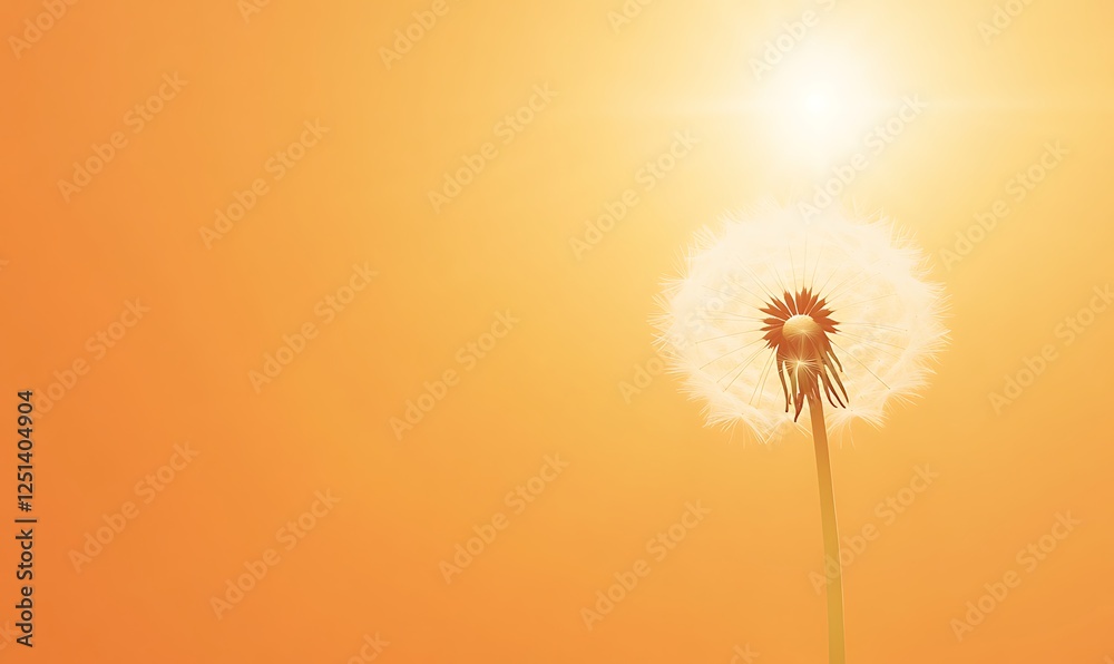 Poster a floating dandelion scatter in modern art style, showcasing vibrant colors and whimsical design ele