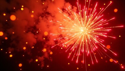 Colorful fireworks exploding in night sky with festive atmosphere and bright lights