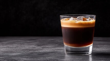 Trendy Velvet Espresso Tonic in a Stylish Glass on Dark Background