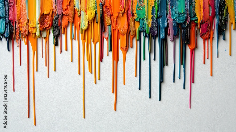 Poster colorful melted candy drips create a vibrant overlay on a minimalist background