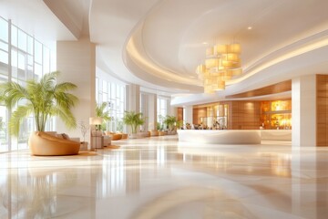 A simple vector illustration of a modern main hall with elegant architecture