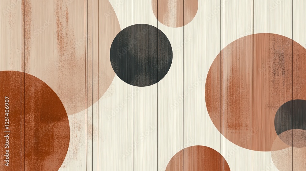 Poster Vibrant Expression of Retro Elegance Through Abstract Circular Forms and Soft Textures