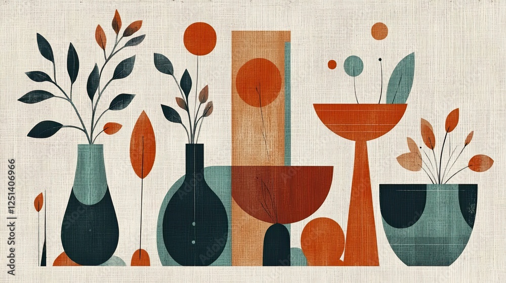 Poster Exploring the Serenity of Minimalist Organic Shapes in Retro Colors With Subtle Textures