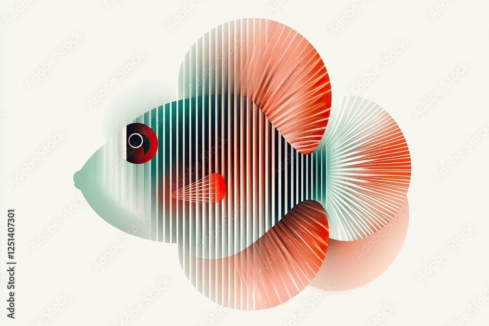 Poster Minimalist Abstract Representation of a Fish Shape Using Elegant Negative Space and Soft Gradients