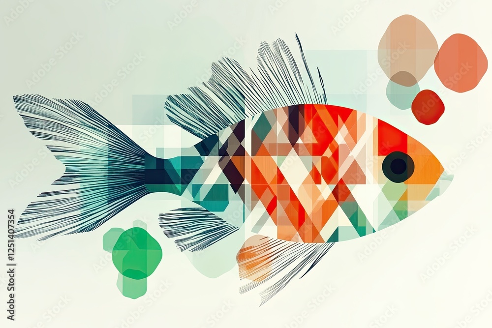 Poster Modern Abstract Fish Design Using Negative Space and Soft Gradients for Artistic Expression