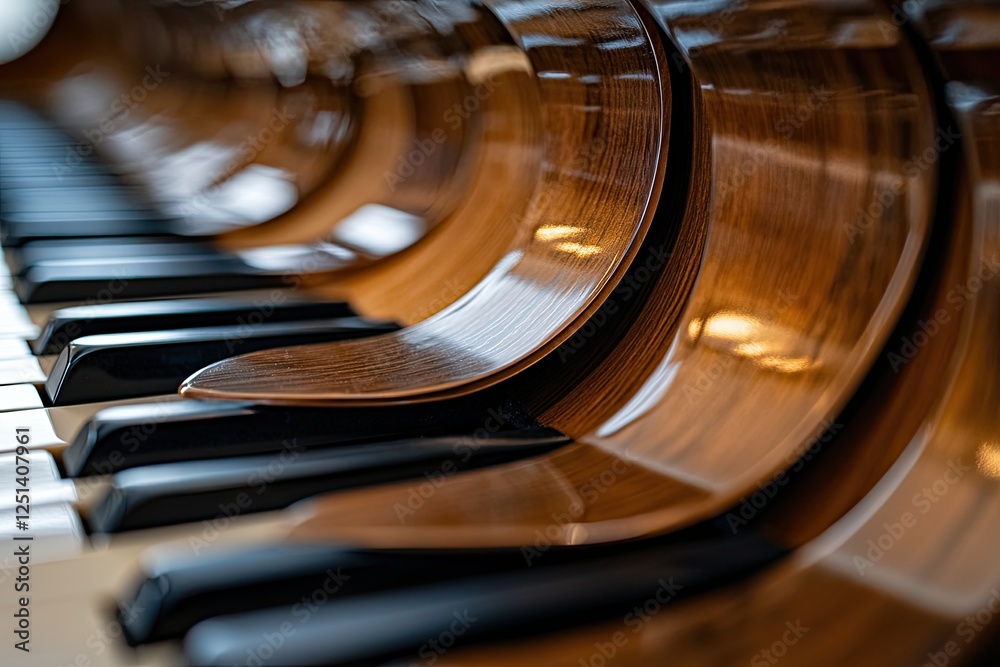 Aufkleber modern abstract curves of piano keys merging with a serene background