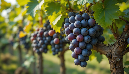 Fototapeta premium red grapes in vineyard