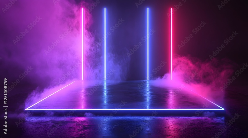 Aufkleber captivating and mesmerizing futuristic neon glow backdrop with surreal geometric lighting effects vi