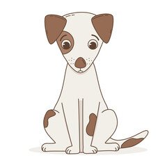 cute hand drawn cartoon character jack russell dog sitting vector illustration isolated on white background
