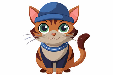 cat with cap logo vector white background