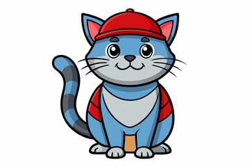 cat with cap logo vector white background
