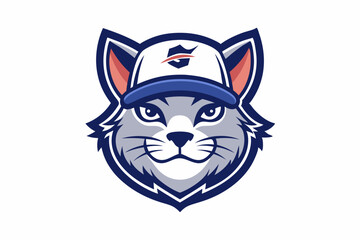 cat with cap logo vector white background