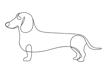 Continuous One Line Dachshund Dog | Minimalist Pet Vector Illustration