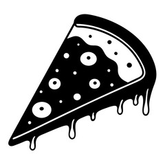 vector illustration of a black and white pizza