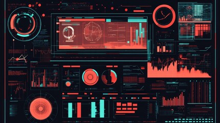 Futuristic Digital Interface with Data Visualization Elements