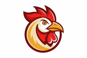 chicken head logo vector with white background
