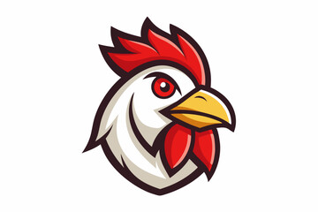 chicken head logo vector with white background