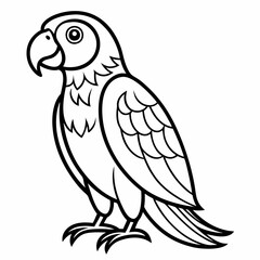 Simple a Parrot  line art vector white background