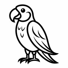 Simple a Parrot  line art vector white background