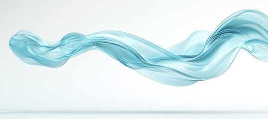 Abstract Flowing, Soft Blue Fabric Realistic Wave Movement Pattern Isolated on White background