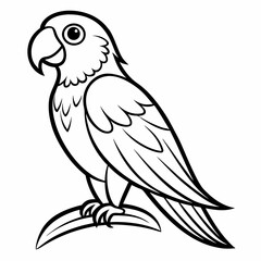 Simple a Parrot  line art vector white background
