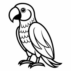 Simple a Parrot  line art vector white background