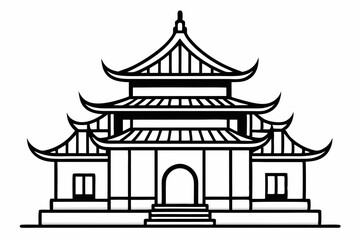 Chinese house silhouette vector illustration