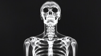 Skeleton with a smaller skeleton positioned centrally in an artistic display of bones