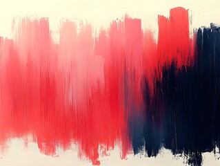 An abstract painting displaying a gradient of bold red hues transitioning to deep navy blue, evoking a sense of passion and tranquility in the artwork.