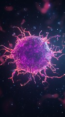 A vibrant, digitally-rendered image of a cell, showcasing intricate structures and glowing elements against a cosmic backdrop.