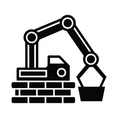 Automated Bricklaying Machine Vector illustration