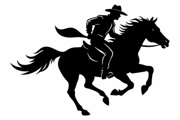 cowboy and horse running silhouettes