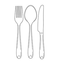spoon, fork and knife sketch 