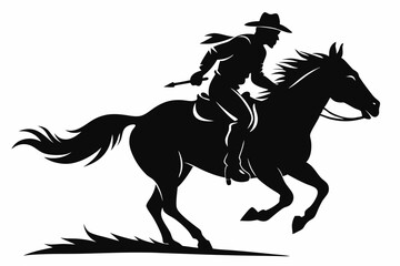 cowboy and horse running silhouettes
