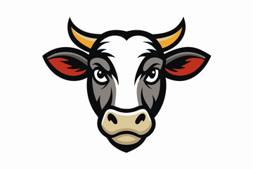 cow head logo vecto with white background
