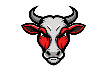 cow head logo vecto with white background