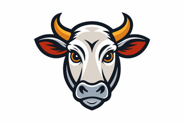 cow head logo vecto with white background