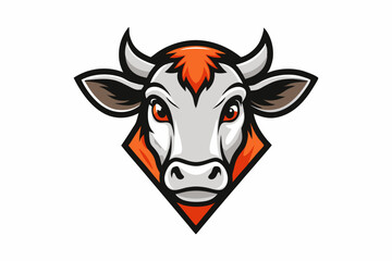 cow head logo vecto with white background