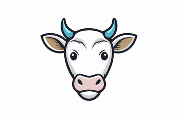 cow head logo vecto with white background