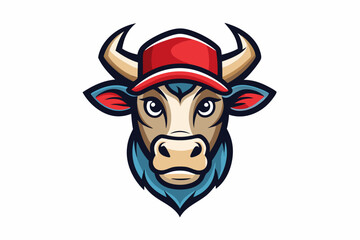 cow head logo vecto with white background